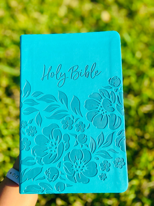 Holy Bible (KJV thin-line bible) teal leather touch