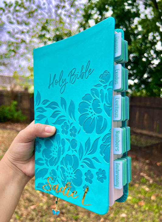 Holy Bible (KJV thin-line bible) teal leather touch