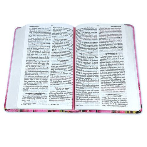 Biblia Rosada con Flores Letra Grande 12 puntos para Mujer RV1960