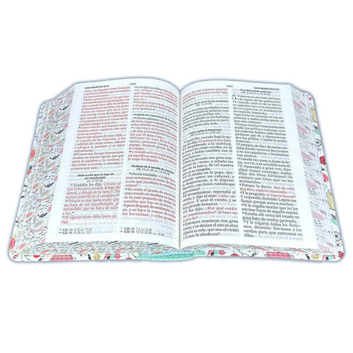 Biblia Compacta 11 puntos RV1960 imit piel con canto pintado primaveral turquesa