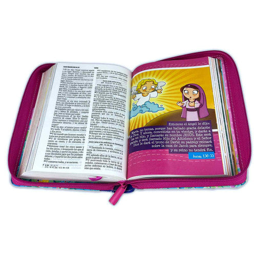 Biblia Compacta para Niñas Creciendo cada Día con Cierre RV1960 imit piel rosa