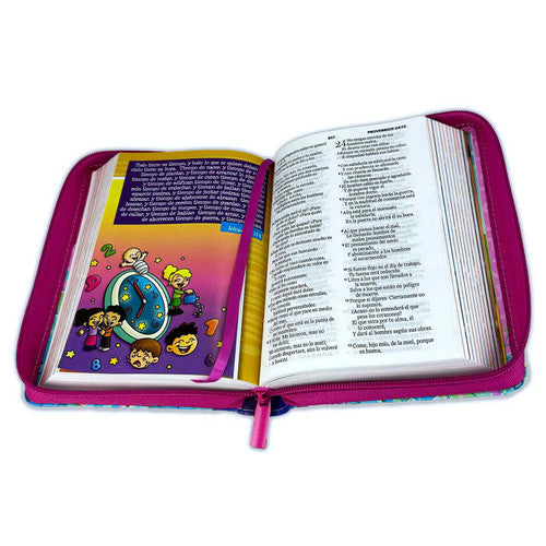 Biblia Compacta para Niñas Creciendo cada Día con Cierre RV1960 imit piel rosa