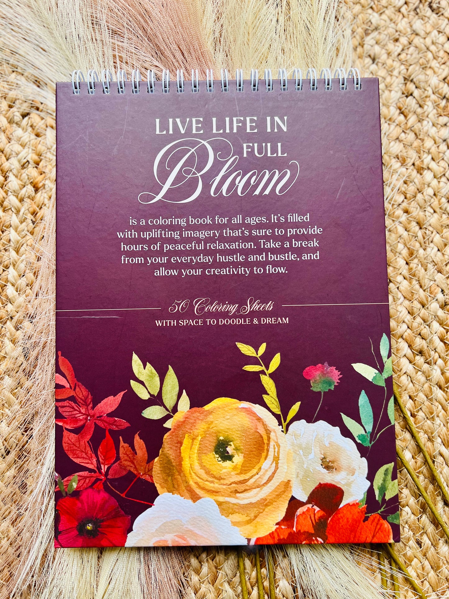 Libro para colorear live life in full bloom.