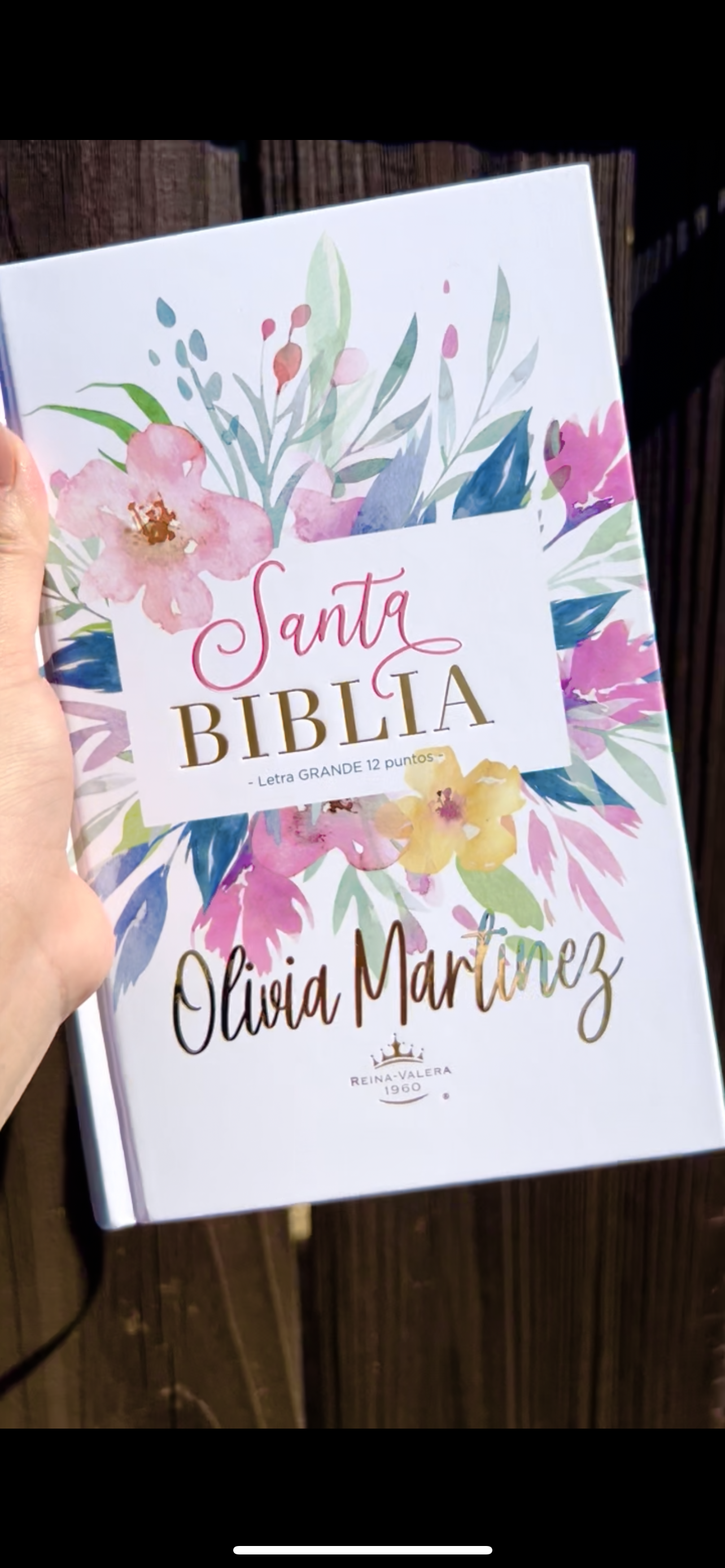 Biblia Letra Grande 12 puntos para Mujer RV1960 tapa dura celeste floral